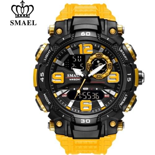 SMAEL Top Luxury Watches Men Dual Display Watch Waterproof Sport Wristwatch Mens Military Army Clock Male 1921 Relogio Masculino