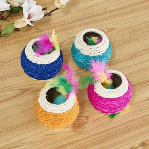 Pet supplies sisal cat catch ball bite-resistant cat badminton throw pet funny cat ball toy，Q232