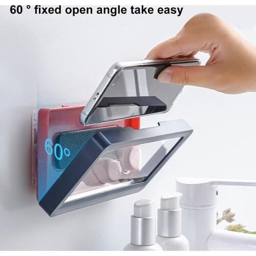 New Wall-mounted Mobile Phone Box Waterproof Case for Bathroom Shelf Kitchen Gadget Shower Sealing Storage