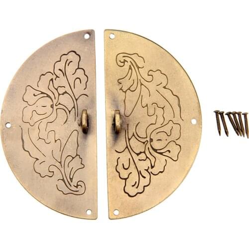 Pull Handle Iron Knob 75mm Round Lock Retro design vintage Wooden Box Furniture Cabinet handle Hardware 6 screws Flower Pattern