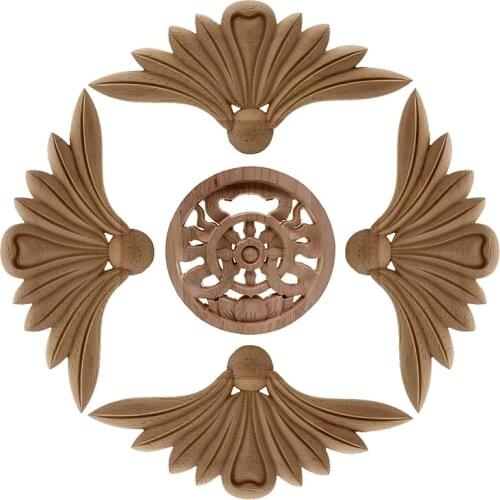 VZLX Wood Carving Applique Furniture Home Diy Fashion Small Accessories Kitchen Cabinet Door Bed Rose Wooden Letters Decoration