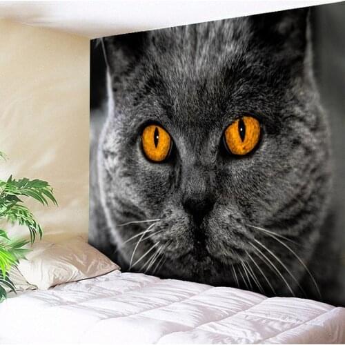 Humor Animal Cat Wall Tapestry Fur Grey Kitten Pet Decorative Hippie Wall Cloth Tapestries Psychedelic Tapestry Wall Hanging Big