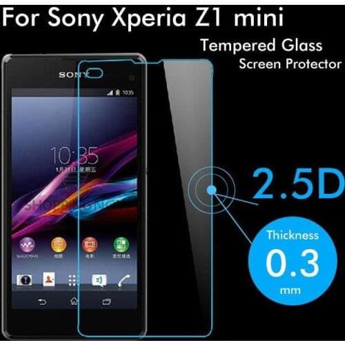 2.5D HOT Original 9H Tempered Glass Protective Film Explosion-proof Screen Protector For Sony Xperia Z1 compact Z1 mini M51W