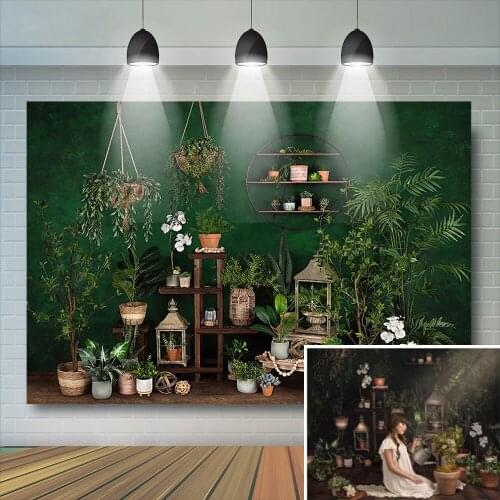 Green Trees Garden Girl Photography Backdrops Portrait Kids Cake Smash Birthday Party House Child Background Photostudio Props