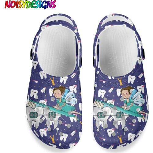 NOISYDESIGNS Womens Casual Clogs Breathable Beach Sandals Tooth/Dentist Fairy Print Summer Slip on Shoes for Women Slippers
