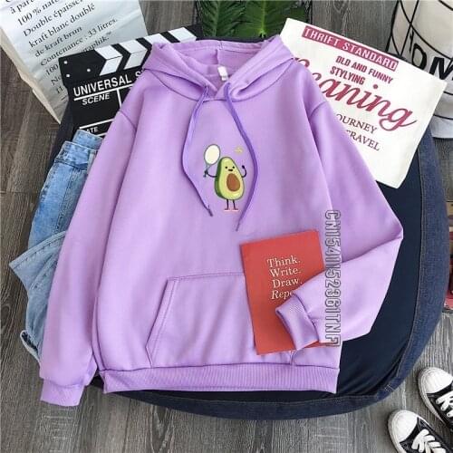 Women Cute Cartoon Avocado Sweatshirt Hoodies Printed Kawaii Top Fashion Girl Hoodie Personality Hip Hop Apparel Sweatshirt