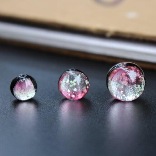 10pcs/Lot 8mm 10mm 12mmLampwork Glass Beads Luminous Lampwork Beads Pink Color for jewelry Making