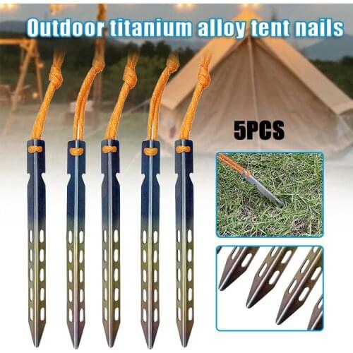 5pcs Titanium Alloy V-Shaped Tent Nails for Outdoor Camping and Canopy Windproof Tent Nail Pegs ASD88