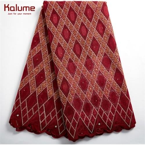 Kalume African Lace Fabric 2021 High Quality Swiss Voile In Switzerland Handcut Nigerian Cotton Lace Fabric For Dress Robe H2424