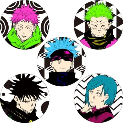 Anime Jujutsu Kaisen Badge Brooch Pin Buttons Yuuji Itadori Sukuna Kugisaki Nobara Fushiguro Megumi Gojo Satoru