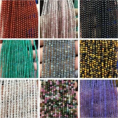 Natural Stone Loose Beads High Quality 2mm 3mm 4mm Smooth Round Shape Necklace Bracelet Jewelry Making Accessories 38cm wk262