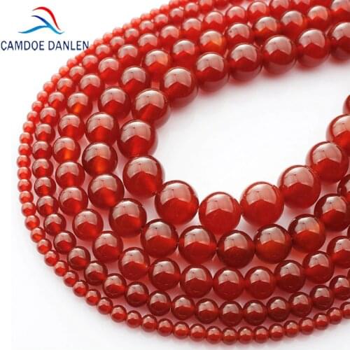 CAMDOE DANLEN AAA Natural Red Agat Gem Stone Carnelian Round Loose Beads 4-16MM Onyx Fit DIY Necklace Beads For Jewelry Making