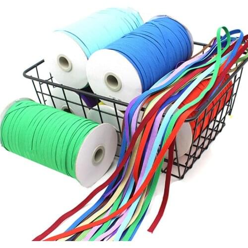 100Y 6mm Colorful Flat Elastic Bands High Elastic Rope Rubber Band Spandex Ribbon Sewing Trim Waist Belt Band Garment Accessory