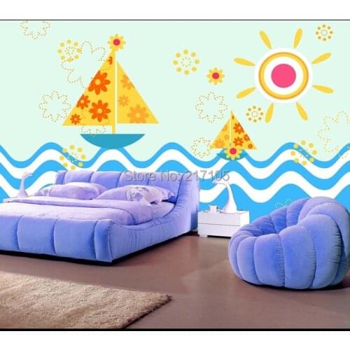 Custom childrens wallpaper,cartoon sea voyage, wallpaper mural for living room bedroom background wall waterproof PVC wallpaper