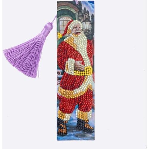 DIY 5D Diamond Painting Christmas Santa Claus Bookmark Diamond Embroidery Craft Tassel Book Marks for Books New Year Gifts