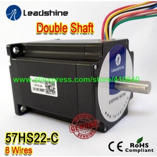 GENUINE Leadshine NEMA23 Double Shaft Stepper Motor 57HS22-C 8 mm Shaft 4 A 2.2 N.M Torque 81 mm Length 8 Wires Dual Shaft Motor