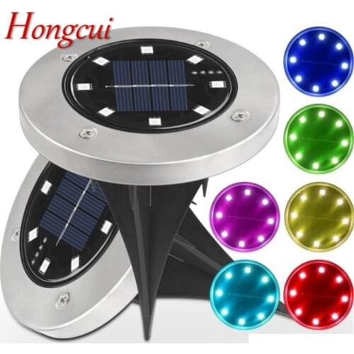 Hongcui Solar Underground Lights Outdoor Stainless Steel Waterproof 8LED Garden Lawn Light Decorative For Garden Villa Landscape