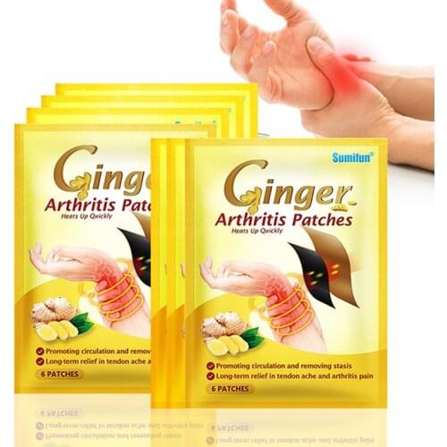 6pcs Ginger Arthritis Plaster For Hand Wrist Thumb Finger Pain Relief Packing include 6pcs in a bag