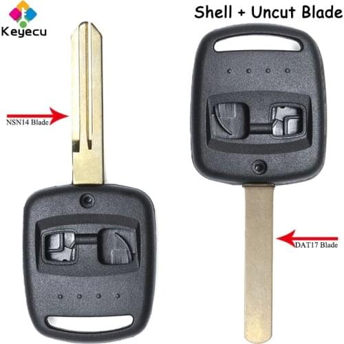 KEYECU Remote Car Key Shell Case With 2 Buttons & NSN14/ DAT17 Blade - FOB for Subaru Legacy Forester Impreza Outback 2000-2003
