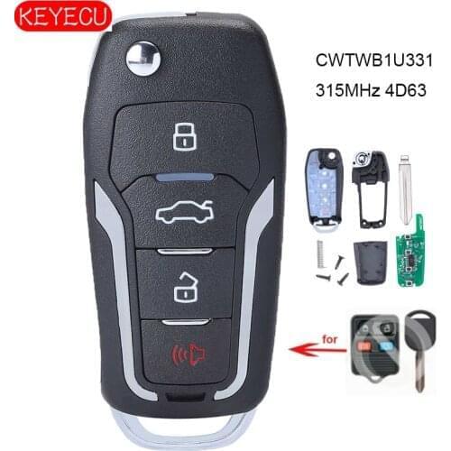 KEYECU Upgraded Replacement Flip Remote Key 315MHz 4D63 80BIT Chip for Ford Lincoln Mercury FCC: CWTWB1U331