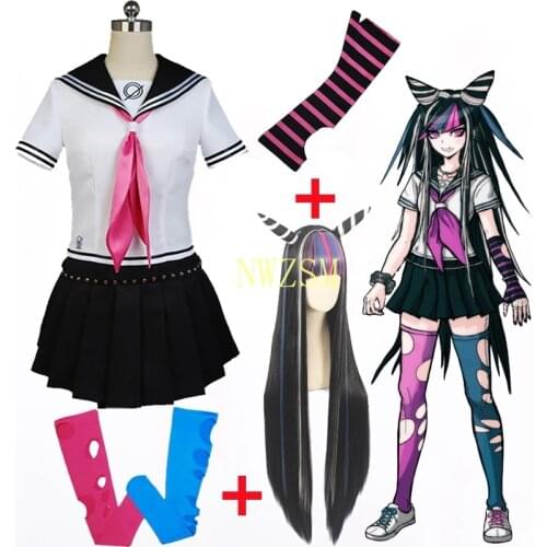 Anime Super DanganRonpa Ibuki Mioda Cosplay Costume Dress Uniform Suit Halloween Carnival Party Costumes Wigs Skirt Full Set