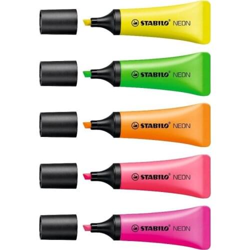 Stabilo Neon Color Highlighter Marker Pen, Cute Toothpaste Shape, Chisel Tip Drawing Painting Office Paper Copy Fax School F826