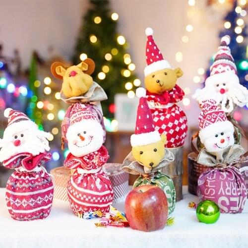 Christmas Gift Bags, Classic Santa Claus Snowman Reindeer Apple Candy Bags Gift Sack for Holiday Decoration