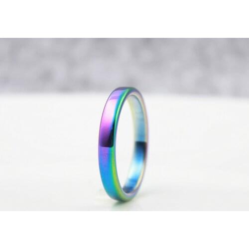 SexaMara Fashion Jewelry Grade AAA Quality 4mm Width Flat Rainbow Color Hematite Rings Woman Girl Best Friend (1 Piece) HR1012