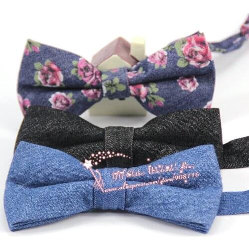 2016 Brand New Hot Sale Fashion Mens Cotton Denim Jeans Formal Clothing Bow Ties Man Wedding Neck Bowties Bowknot Gravatas