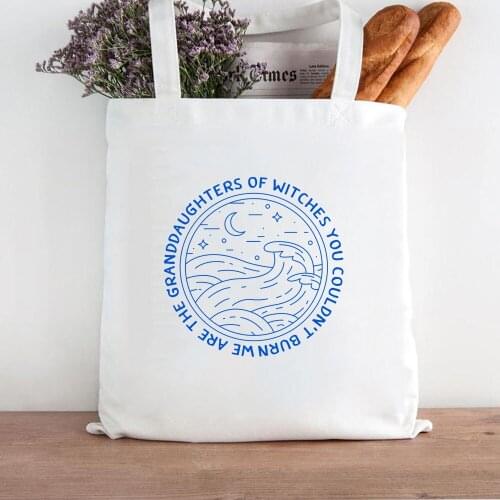 We Are The Granddaughters of The Witches You Couldn't Burn Shopping Bag Sea Wave Canvas Bag Fashion Shoulder Casual Bag