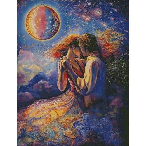 Dancing intimate couple people Needlework Counted Embroidery DIY Cross Stitch Kits Crafts 14CT Unprinted Home Decor Handmade