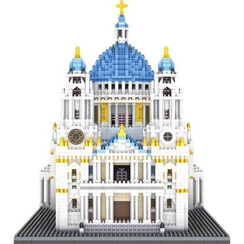 2021 New World Famous Building St. Pauls Cathedral Sacred Heart Church Mini Building Blocks Childrens Toy Gift