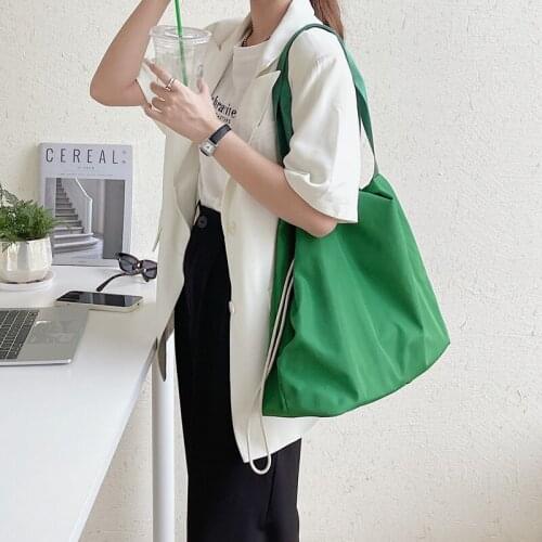 2021 New Nylon Casual Drawstring Tote Bag for Women Ladies Large Capacity Student Book Shoulder Travel Bucket Bags Big Handbags