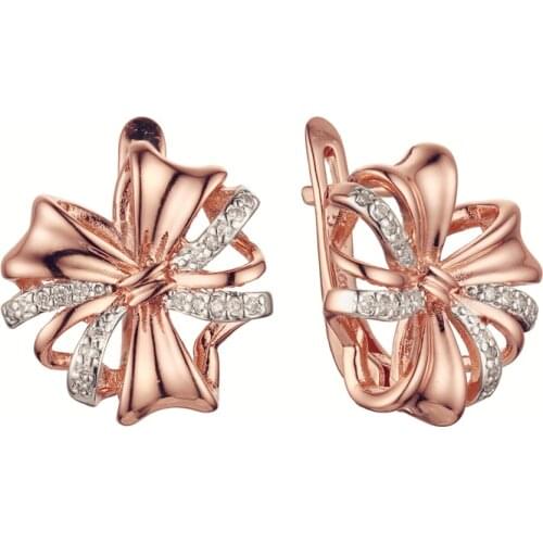 New Arrival Flower Shape Fashion Earrings Designs for Women 585 Rose Gold Silver Color Jewelry for New Year