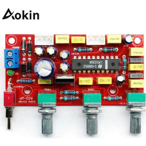 Aokin LM1036 OP-AMP HIFI Amplifier Preamplifier Volume Tone EQ Control Board DIY KIT Home Bass Preamp Audio Module Anti Noise