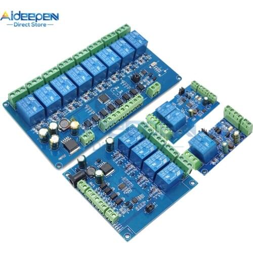 7-24V Modbus-Rtu 1/2/4/8 Channel Relay Module Switch Modbus RTU RS485/TTL Communication Input Output W/ Anti-reverse Protection