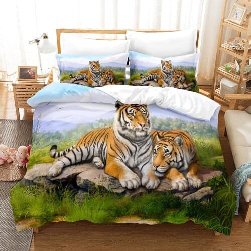 Tiger Bedding Set Scenery Animal 3d Duvet Cover Sets Comforter Bed Linen Fashion Luxury Cool Gift Twin Queen King Single Size