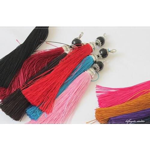 Dailylike Lobster Buckle Ice Silk Imitation Black Agate Tassel Trim DIY Sewing Curtains Accessories DIY Home Wedding Decoration