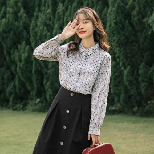 INMAN 2021 Spring New Arrival Floral Outwear Vintage Versatile Pure Cotton Printed Long Sleeve Womens Shirt