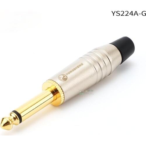 1Pcs Yongsheng YS224A-G gold-plated sophomore core 6.35mm audio microphone plug 6.5 mono direct plug TS DIY accessories