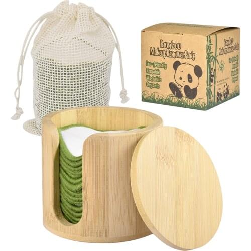 16pcs Reusable Makeup Remover Pads Bamboo Cotton Facial Rounds Facial Pads Cleansing Facial Pad With Bamboo Tube