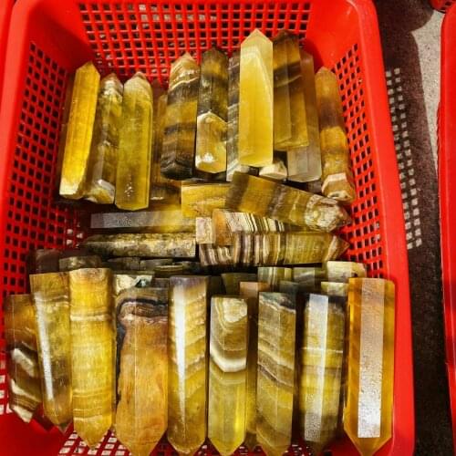 2.2LB Natural Beautiful Gold Fluorite Crystal Obelisk Quartz Healing Wand Point