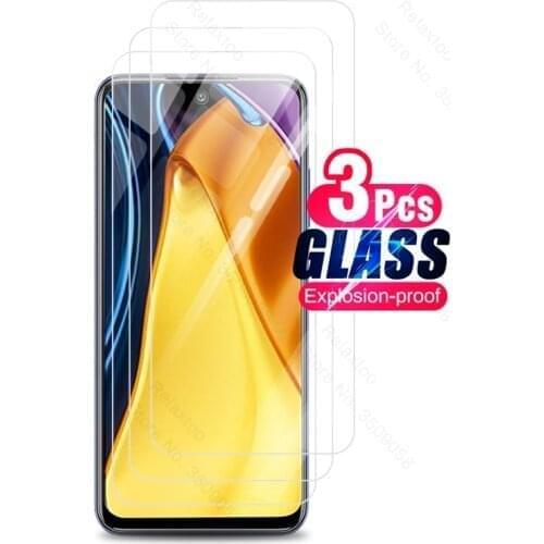 3pcs 100% original 9h hd clear tempered glass for poko poco m3 little m 3 pro m3pro 5g explosion-proof screen protectors film 3m