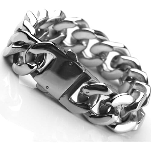Christmas Gift Heavy 8.46"*20mm Stainless Steel Silver Color Cuban Curb Chain Mens Boys Bracelet Wristband Biker Jewelry 165G