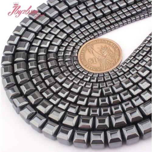 Natural Hematite Black Faceted Cube 4/6/8mm Stone Bead For DIY Necklace Bracelet Earring Jewelry Making Strand 15" Free Shipping