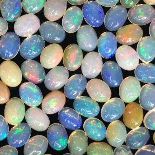Opal Natural Loose Gemstone oval 7X9mm Beads for ring Inlaid jewelry Making Necklace Ring DIY Random Choice ICNWAY