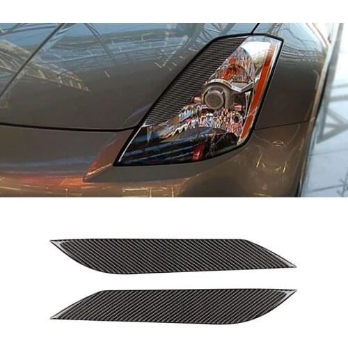 For Nissan 350Z Z33 Coupe 2-Door 2003 2004 2005 2006 2007 2008 Car Carbon Fiber Front Headlight Eyebrow Eyelids Cover Trim