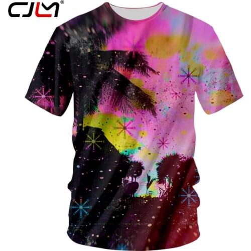 CJLM Casual Tshirt Men Hip Hop Shirts Short Sleeve Crewneck T Shirts Man Funny Print Coconut Tree 3d T-shirt Unisex Harajuku 7x