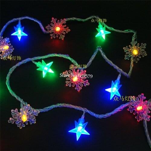 20M 200 LED Fairy String Lights Snowflake Star Christmas Wedding Decor luminarias Garland Luces Decorativas