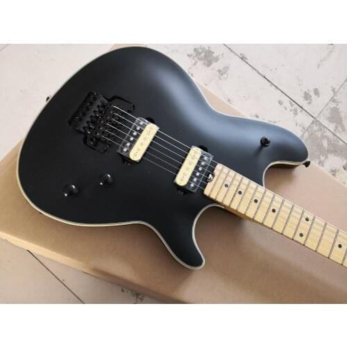 Free shipping custom 6 string guitar,mark black guitar,basswood body,maple neck,tremolo bridge,white black pickups,black button